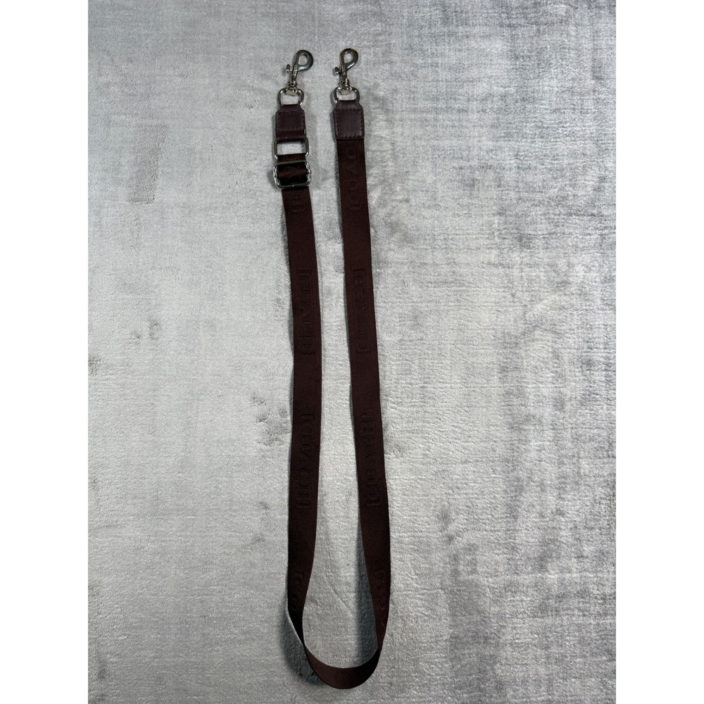Coach Bag Strap Unisex Brown Logo Jacquard Leather Trim Silver Hardware